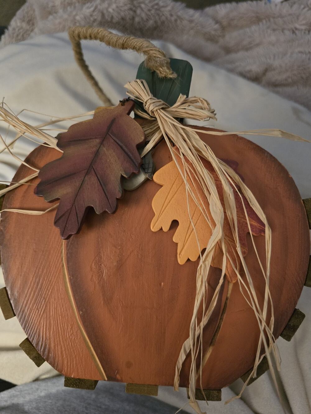 Wooden Pumpkin Basket Halloween/Fall Decor Harvest 8"